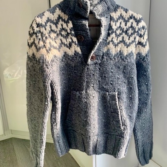 Abercrombie & Fitch Sweater Fair Isle Wool Blend men NEW large - Picture 3 of 13